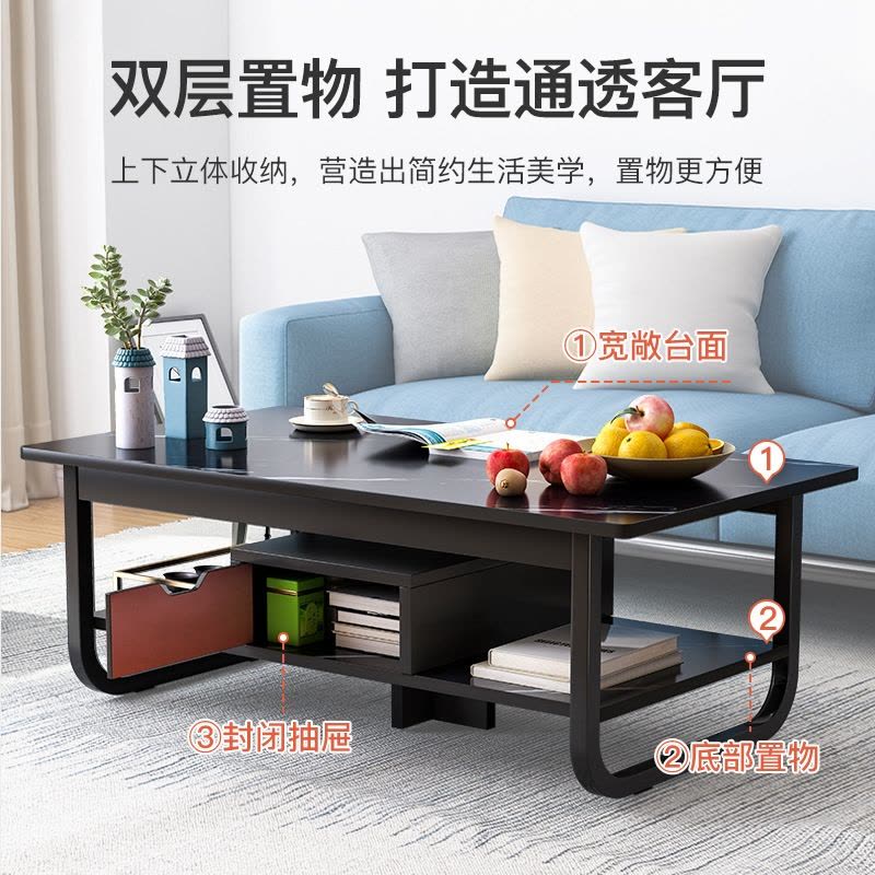 茶几客厅家用小户型简约现代创意茶桌双层沙发边几方桌简易小桌子图片