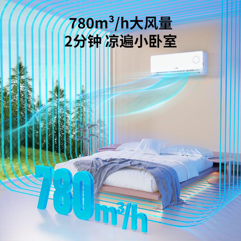 统帅变频节能新1级挂壁式冷暖空调KFR-35GW奶油白6年质保1.5匹约12-23㎡图片