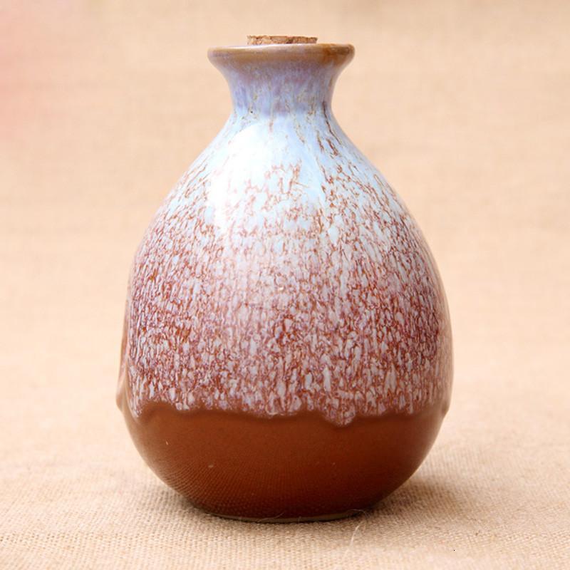 陶瓷酒瓶 1斤500ml白酒空瓶子 土陶酒坛子 存酒酒瓮 酒罐-咖啡色配木塞布绳