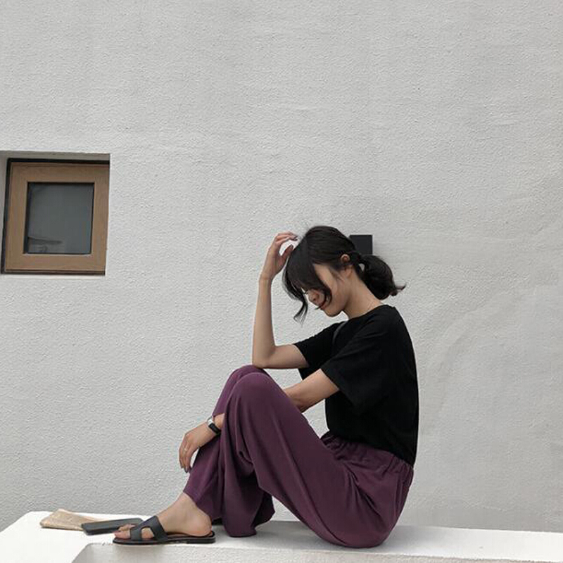 韩版新款港味拖地长裤女秋宽松高腰阔腿裤大码直筒裤显瘦休闲裤子