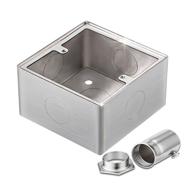 304不锈钢86型明盒插座面板明暗装通用墙壁开关底座底接线盒底盒304