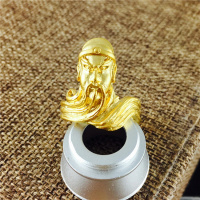 金开口貔貅关公指环镀黄金龙头男士沙金戒指可节久不色送女朋友老婆生日礼物送女朋友七夕情人节礼物
