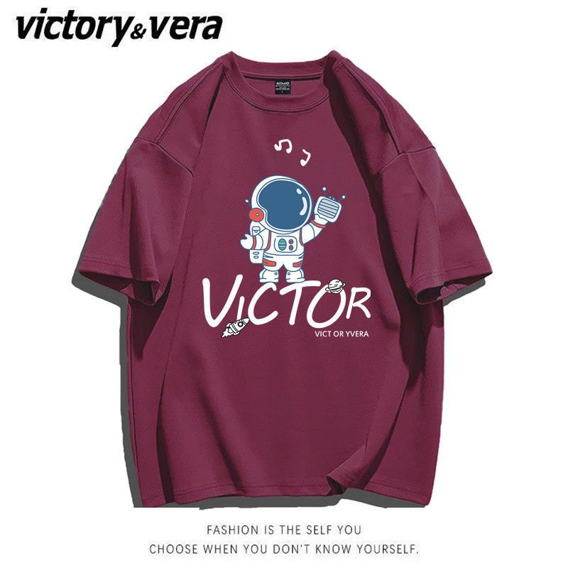 VICTORYVERA黑色短袖t恤女2022夏季新款韩版宽松字母印花半袖上衣