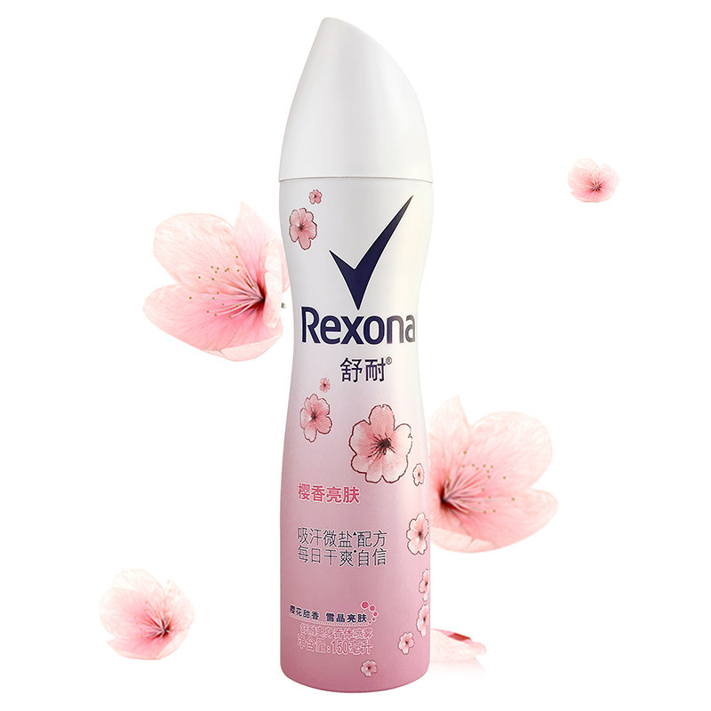 舒耐(REXONA)爽身香体喷雾 樱香亮肤150ml 保湿补水[联合利华]