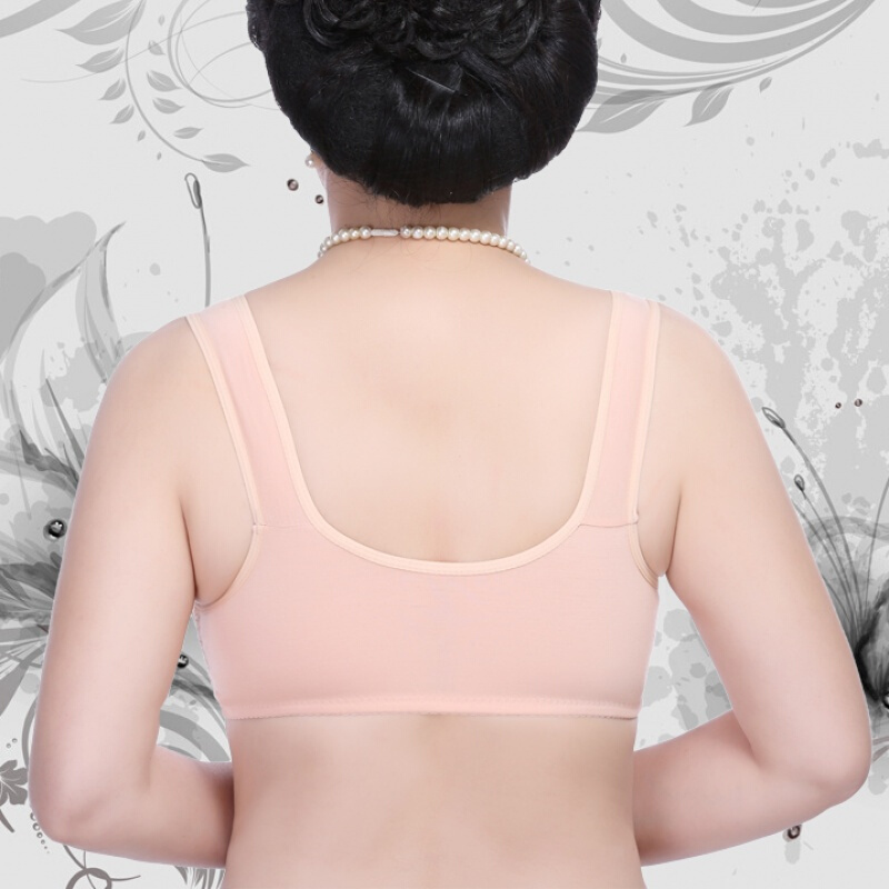 前拉链老人文胸无海绵无钢圈薄款妈妈前开扣胸罩大码中老人内衣