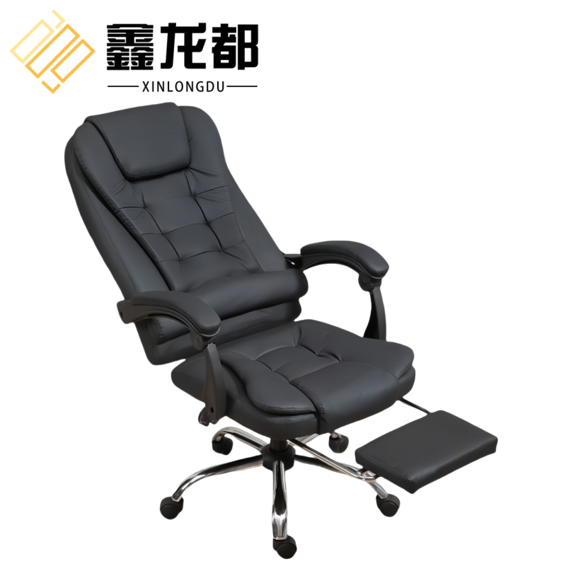 鑫龙都老板椅搁脚人体工学皮椅高123cm把高清大图