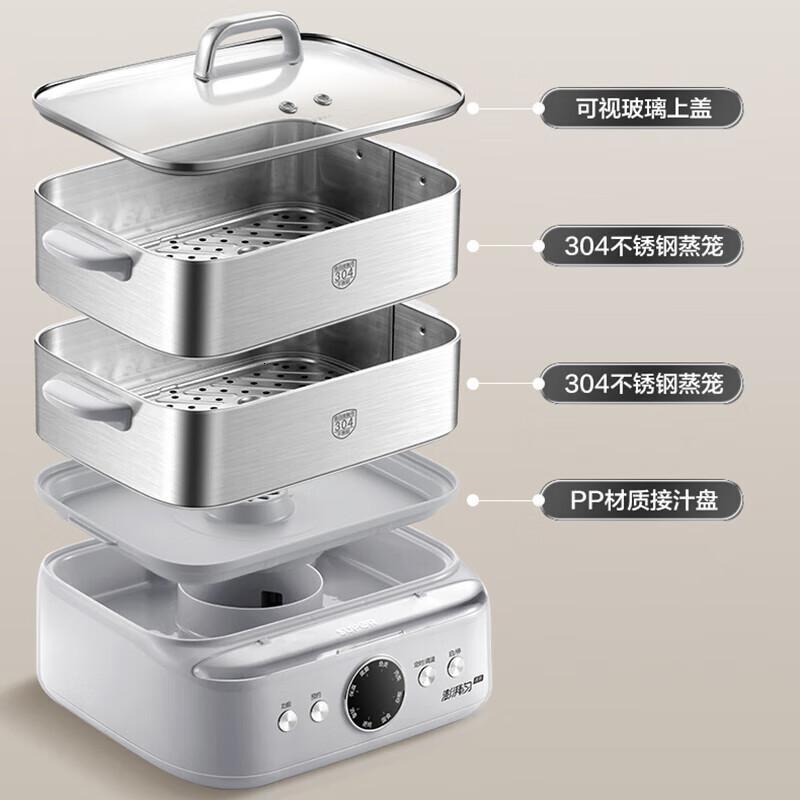 苏泊尔(SUPOR)电蒸锅 电煮锅 电火锅 多功能家用蒸包子锅 智能预约电热锅 16升不锈钢多用途锅ZN30FC881高清大图