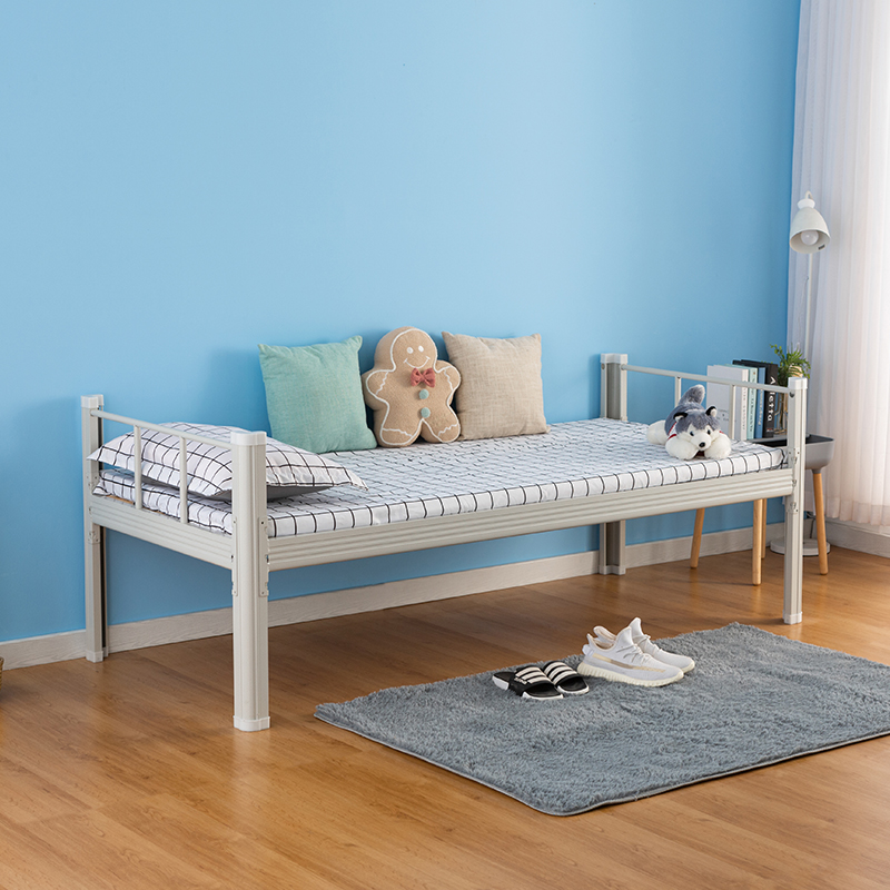 尔迈 单人床铁床铁艺家用床午休床宿舍公寓床 带软包靠背含床板0.9米