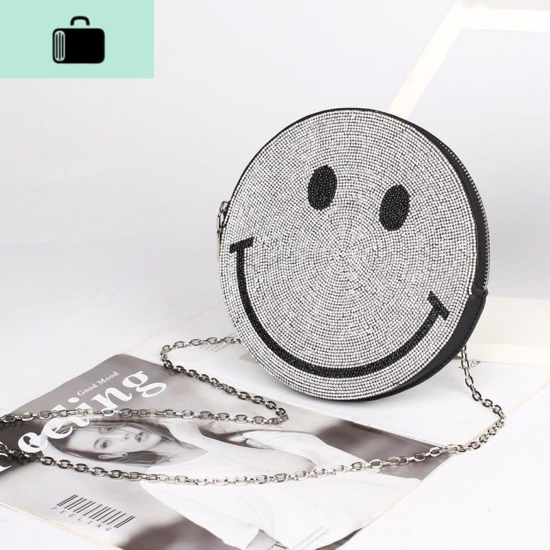 包包女包2020春夏新款韩国水钻笑脸包链条小圆包女斜挎网红单肩包NEW LAKE女斜挎包图片