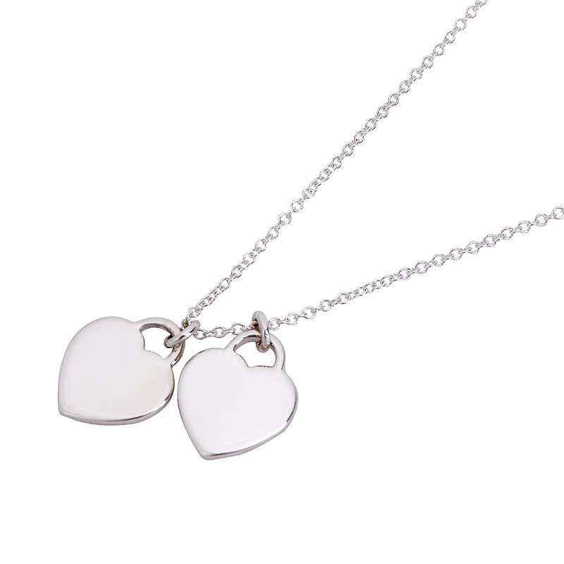 蒂芙尼tiffanycotiffanyco项链925银双心形珐琅红心吊坠项链送女友