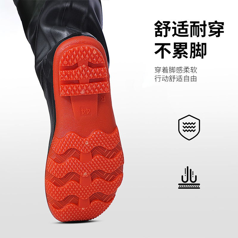 高翊柏 17030234 半身下水裤 105丝黑色橡胶 41码 pvc涉水裤加厚耐磨连体防水背带裤防水裤