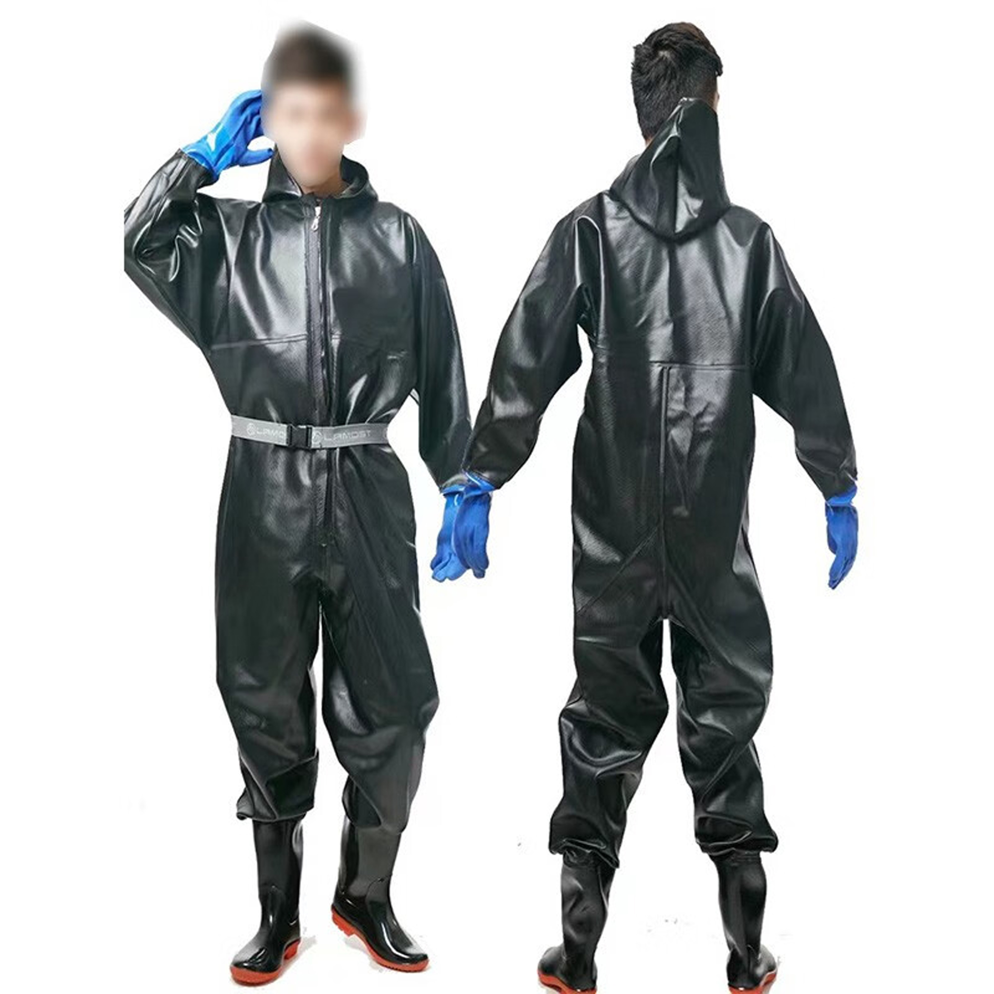 邦能之星全身连体下水库加厚钓鱼捕鱼防水雨裤抓鱼雨衣防水服涉水叉挖藕皮裤N312114 N312114 均码