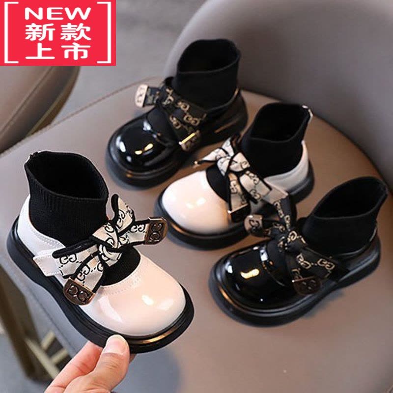 可莉允2022女童靴子春秋单靴小童软底黑色洋气女宝宝短靴女孩幼儿公主鞋图片