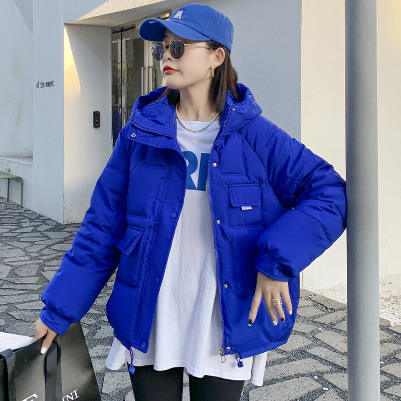 2024新款女式短款冬季连帽保暖棉衣外套