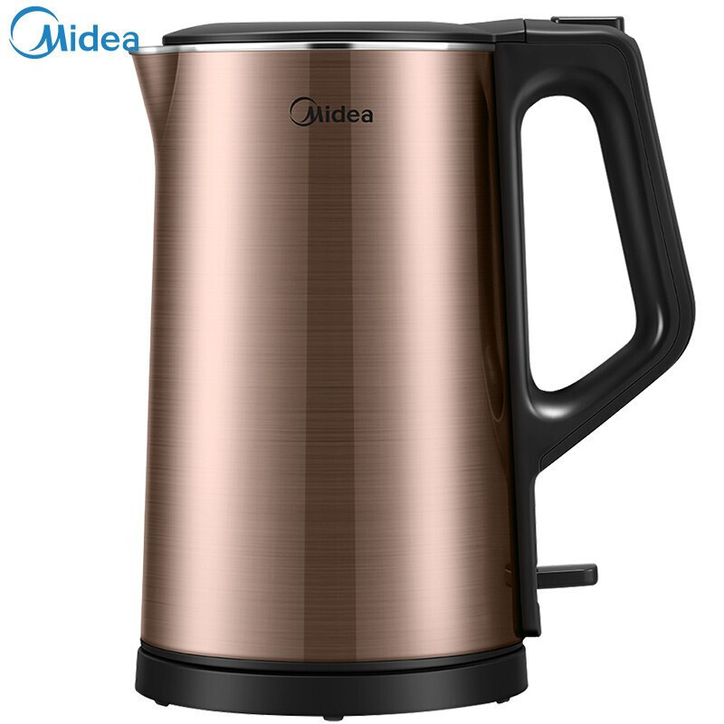 美的(Midea)电水壶MK-SH17E312热水壶烧水壶1.7L大容量双层防烫304不锈钢无缝全钢智能断电电水壶