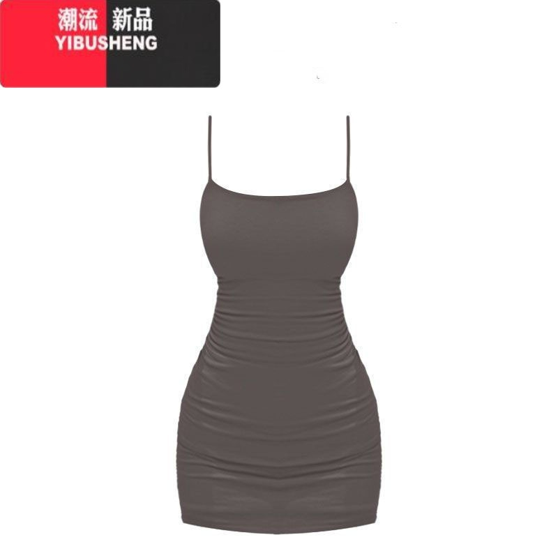 YIBUSHENG辣妹纯欲性感吊带连衣裙女季新款内搭外穿露背设计感紧身包臀裙