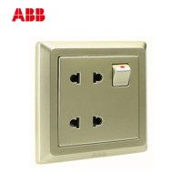 ABB开关插座 德逸珍珠金 一开四孔带开关10A电源面板AE222-PG