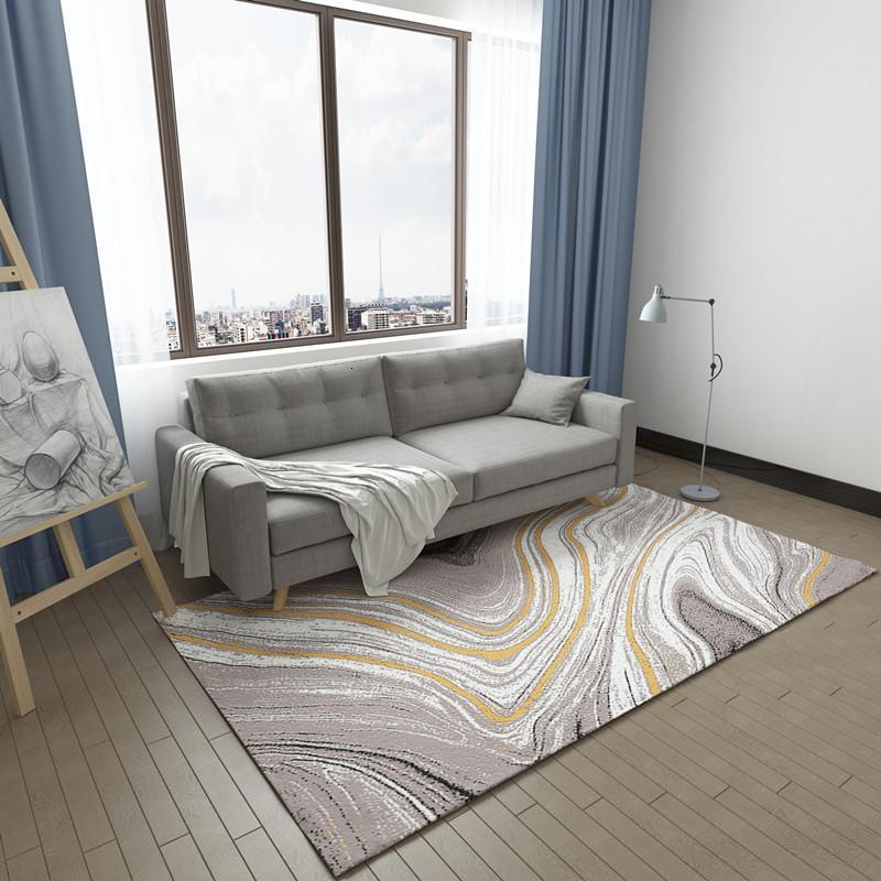 美帮汇几何大理石 客厅ins地毯卧室床边毯北欧简约现代家用房间茶几地垫 玛瑙纹D款 120x160CM送精美门垫