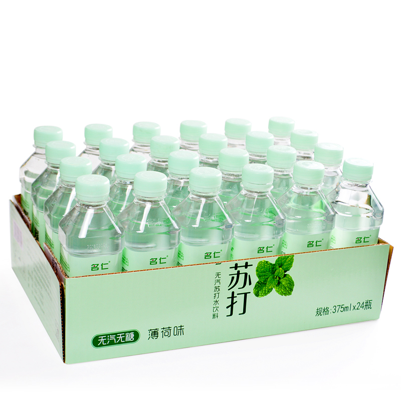 名仁 苏打水清新苏打水弱碱性水无汽薄荷味饮料375ml*24瓶