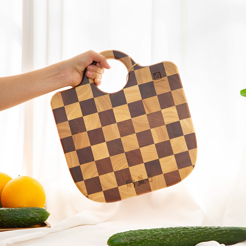 博朗菲(Borownfie) 財篮子系列棋盘格菜板厨房砧板 原木色 棋盘格菜板BLF-WT3027B高清大图