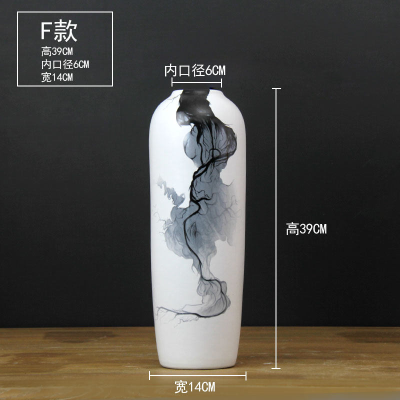 景德镇陶瓷花瓶摆件麦穗干花客厅鲜花仿真插花装饰新中式大号窄口 三维工匠 单个F款高清大图