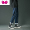 七斓牛仔裤男士夏季2023新款美式高街潮牌直筒黑色男生休闲长裤子
