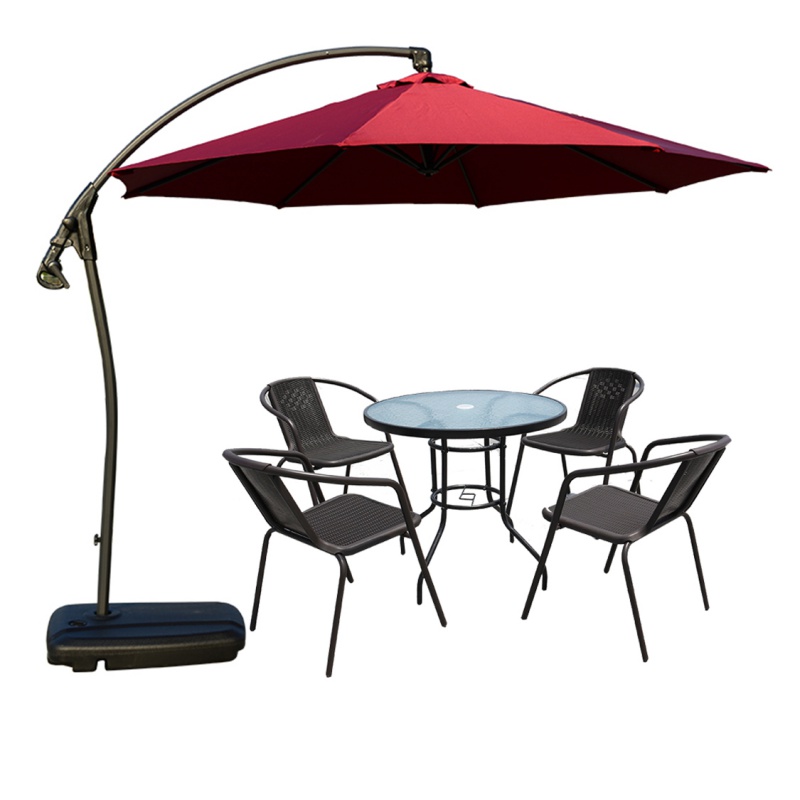 檀星星阳台小座椅户外休闲桌椅带伞别墅庭院室外露天院子藤椅组合防水