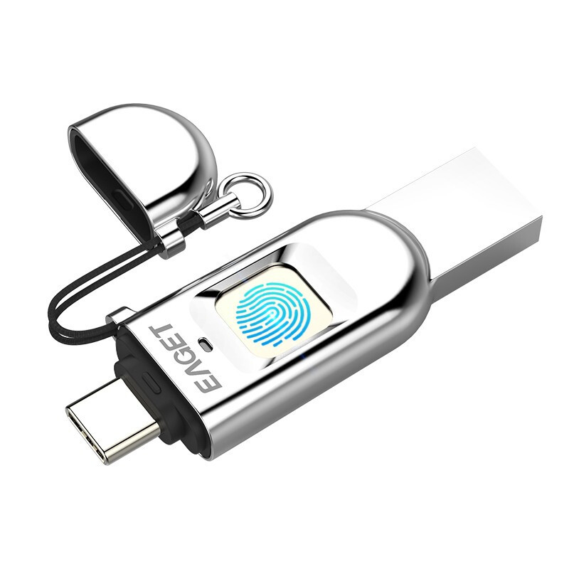 忆捷(Eaget)32GB Type-C USB3.1 HF-C01指纹加密手机U盘 双接口手机电脑多用