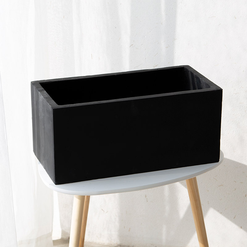 古达水泥花盆方形镁泥花箱黑色大号长方形马简约北欧风格阳台花坛种