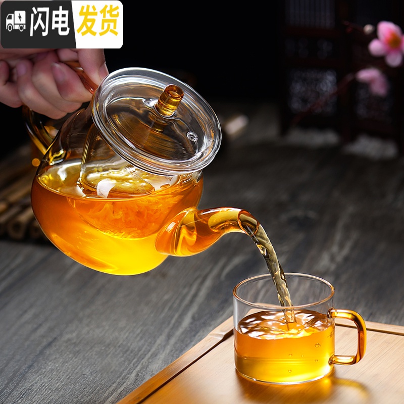 三维工匠 加厚玻璃泡茶壶家用花茶壶可高温过滤煮茶水壶茶具套装 小玲珑壶600高清大图