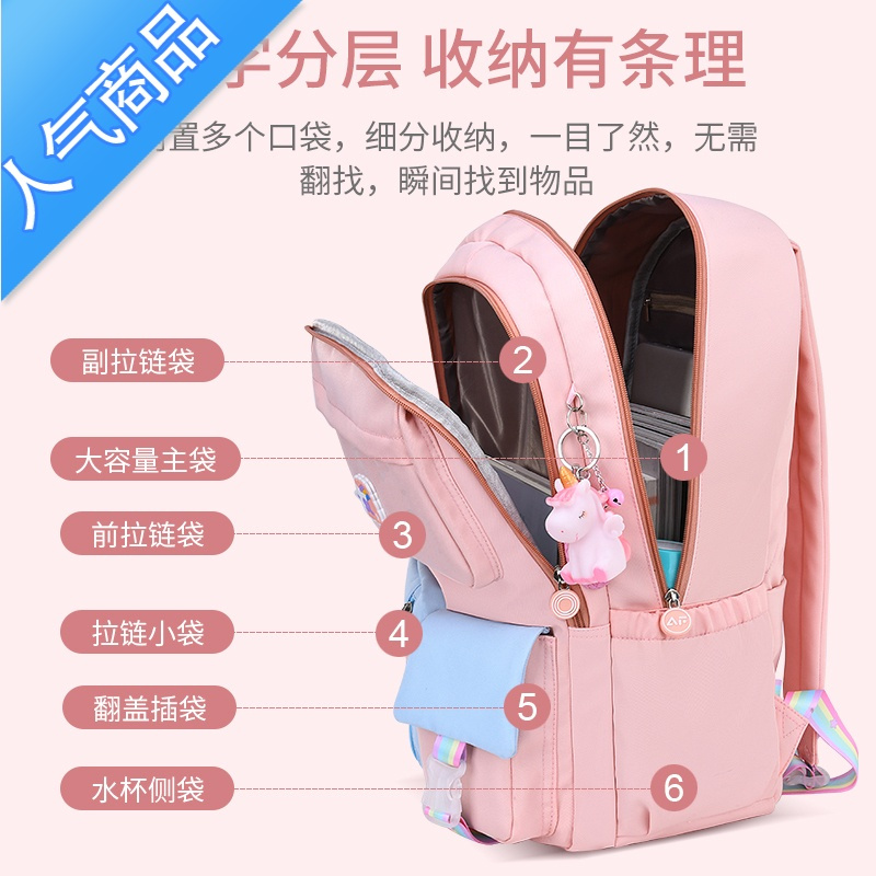 封后小学生书包女童一二三到六年级新款公主风儿童双肩背包超轻便减负