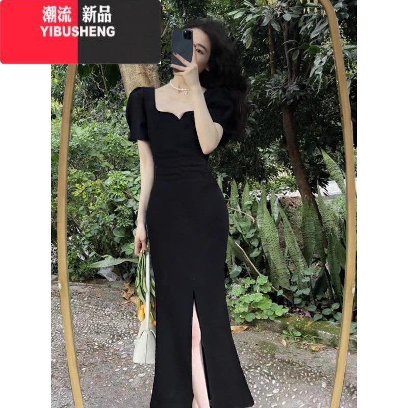 YIBUSHENG高级红色连衣裙女2024新款复古气质赫本风敬酒订婚礼服鱼尾长裙图片