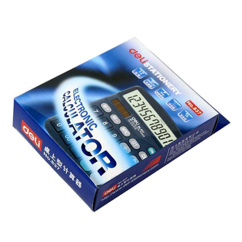 得力 837ES 双电源桌面通用办公计算器 12位大屏幕桌面计算机 5个装(单位:件)