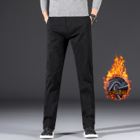 金盾(KIN DON)秋冬季弹力休闲裤男宽松直筒大码男士阔腿商务长裤子 金盾休闲裤w6602R加绒黑色 44(3尺4)