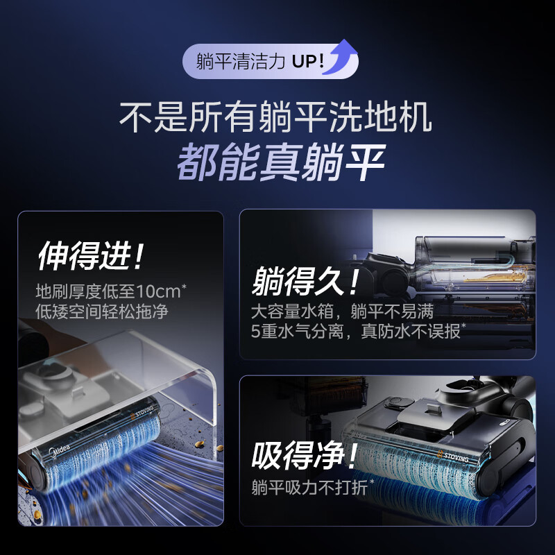 美的家用防缠绕洗地机GX6[新品]180度平躺 洗拖一体自动清洗 吸拖洗一体 吸尘扫地无线拖地机高清大图