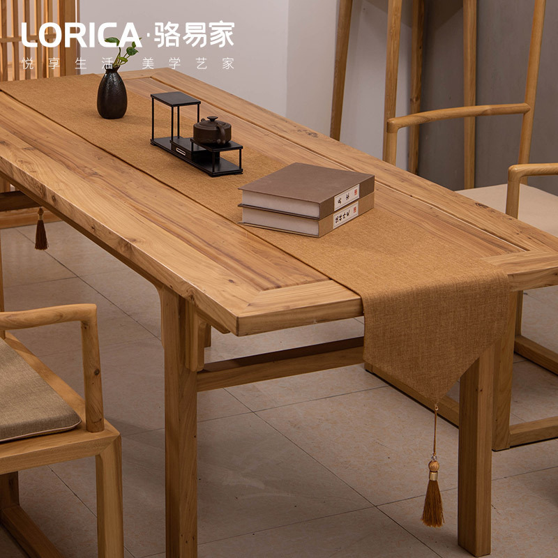 新中式桌旗禅意色棉麻茶几餐桌布日式长条北欧现代简约五斗柜布 平织-米黄 33*280cm(适用桌长2.3米-2.4米)高清大图