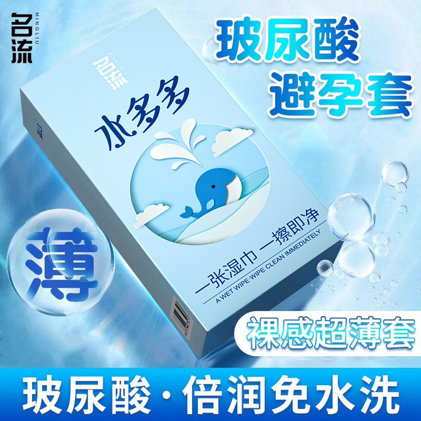 名流之夜水多多玻尿酸避孕套100只装超薄裸入001正品安全套套子男女用成人情趣计生用品byt高清大图