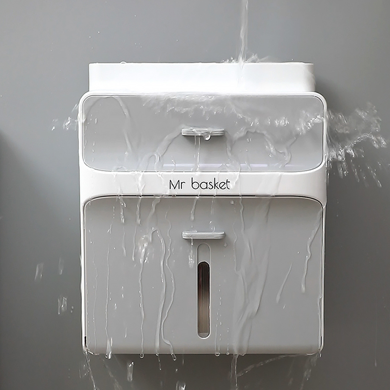 卫生间纸巾盒防水免打孔创意厕所卷纸置物架抽擦手纸盒