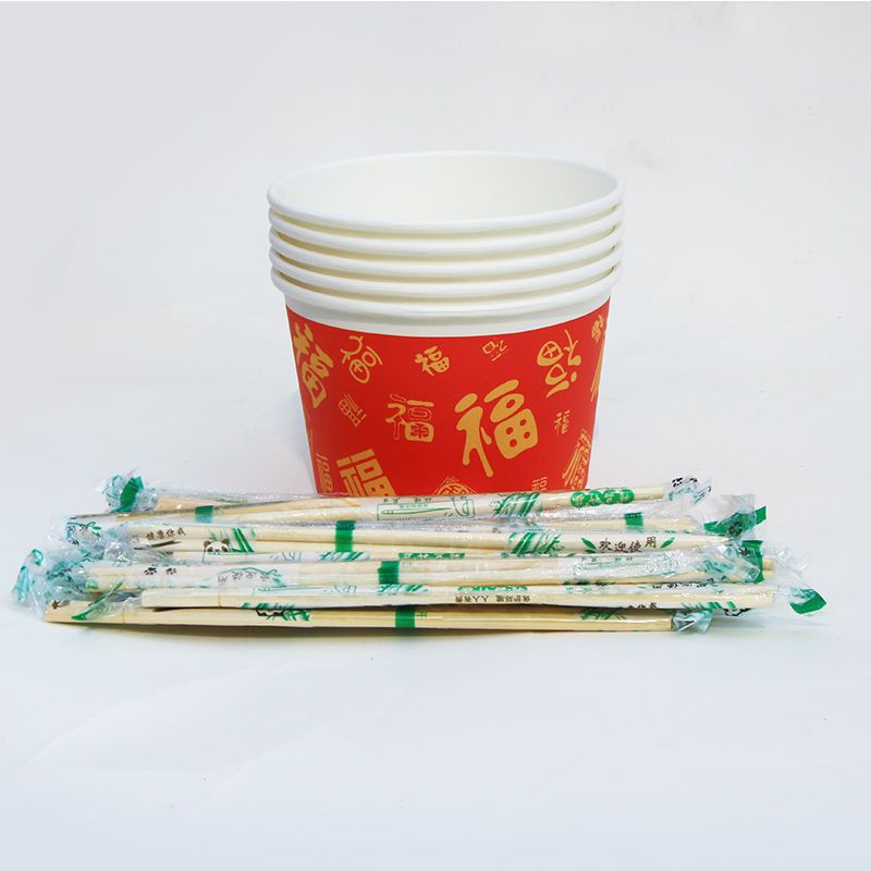 来一碗 体验装:10个(送10双筷子) 一次性纸碗批发家用餐盒加厚外卖打包碗圆形纸碗筷子耐高温