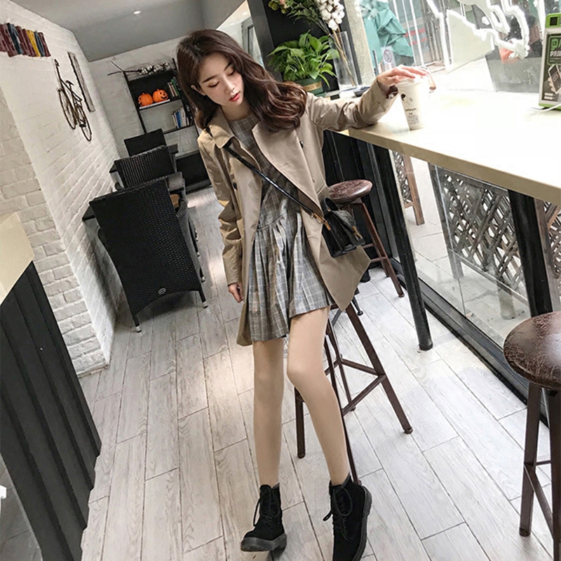 2018秋装女装韩版中长款朴正义风衣秋季小个子卡其色港风chic外套