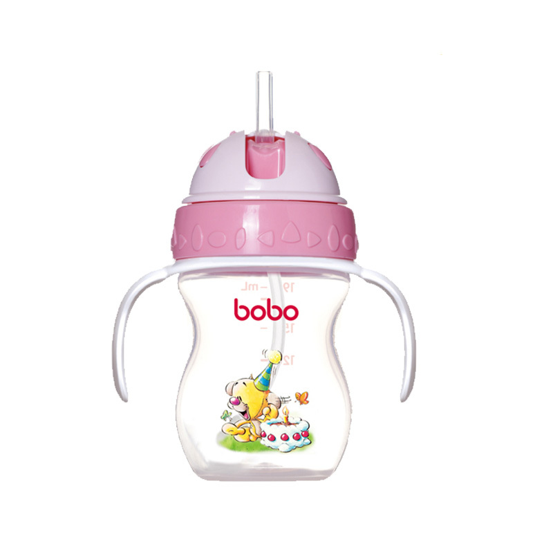乐儿宝（bobo）一瓶两用PP学饮杯190ML 粉色 适用6个月以上 水杯水壶