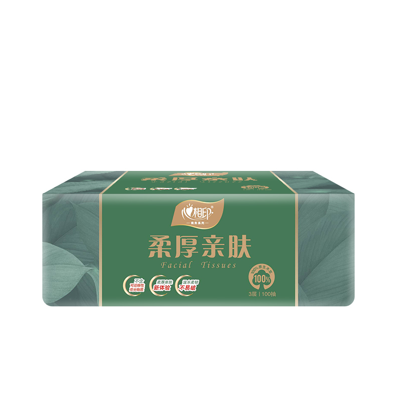 心相印柔厚亲肤面巾纸抽取式3层100抽18包 整箱 DT100商用-18B高清大图