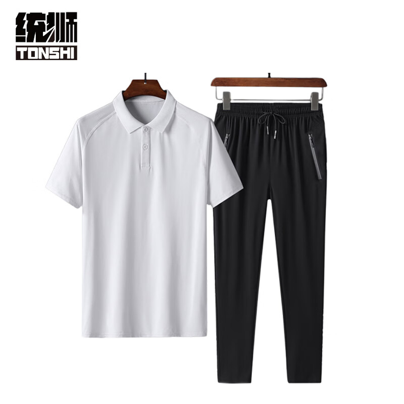 统狮男装运动套装 R7 套 白色短袖+长裤套装 M