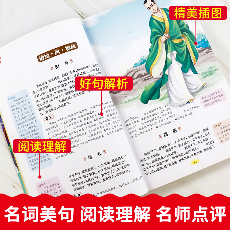 [正版]诗经全集原著完整版小学生楚辞译注风雅颂国学经典三四五六年级必读课外书籍寒假阅读儿童文学中国古典世界名著小说故事高清大图