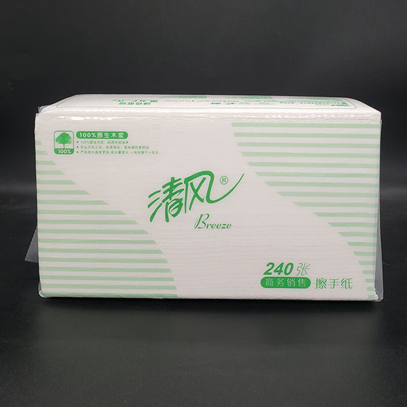 清风 Breeze 折叠式擦手纸 B900A 单层二折 240抽/包 20包/箱 (大包装)(计价单位:箱)高清大图