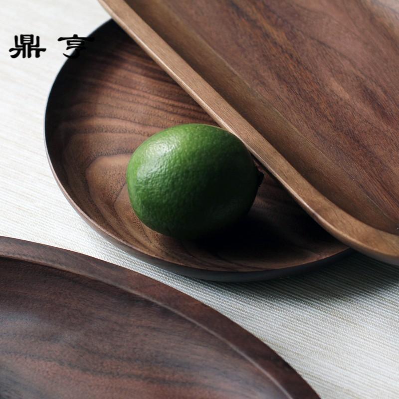 鼎亨黑胡桃木盘坚果盘日式茶点心盘手工创意小木碟实木西餐盘