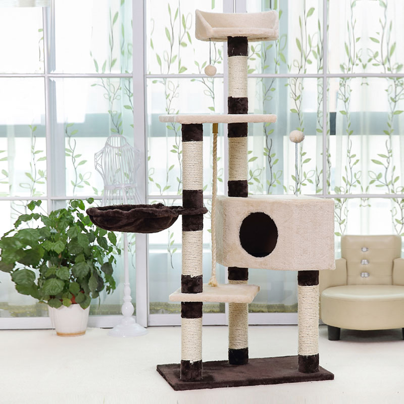 猫爬架大型猫咪猫窝树一体剑麻猫玩具猫跳台别墅带窝抓柱爬猫架子高清大图