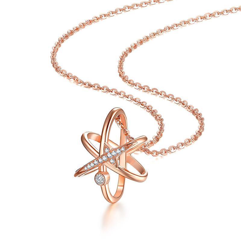 潮宏基极星红18k金钻石项链玫瑰金套链女fq