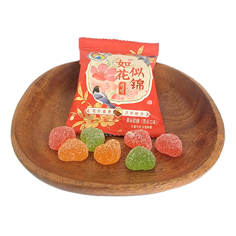 喔喔混合果味软糖散装250g如花似锦婚庆结婚喜糖年货休闲零食品高清大图