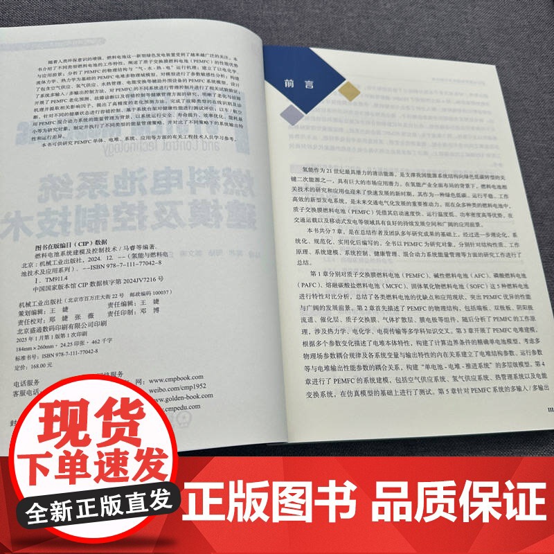 燃料电池系统建模及控制技术 马睿 高非 9787111770428 机械工业出版社高清大图